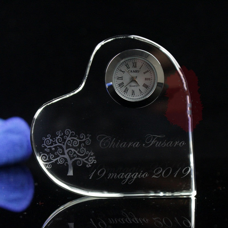 New Crystal Heart-shaped Crystal Clock New Crystal Heart-shaped Crystal Clock